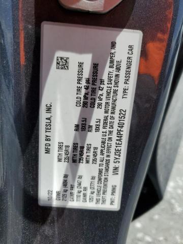 2023 TESLA MODEL 3 5YJ3E1EA4PF401522