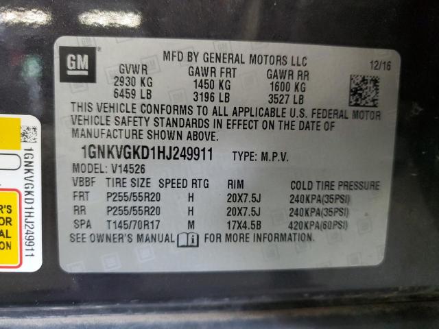2017 CHEVROLET TRAVERSE L 1GNKVGKD1HJ249911