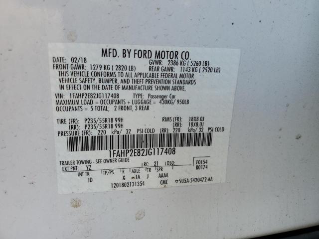 2018 FORD TAURUS SEL 1FAHP2E82JG117408