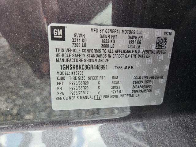 2016 CHEVROLET TAHOE K1500 LT 1GNSKBKC8GR448991
