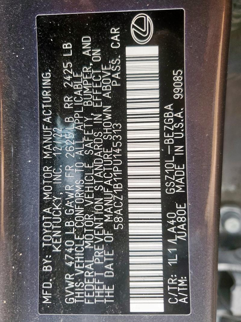 2023 LEXUS ES 350 BAS 58ACZ1B11PU145313