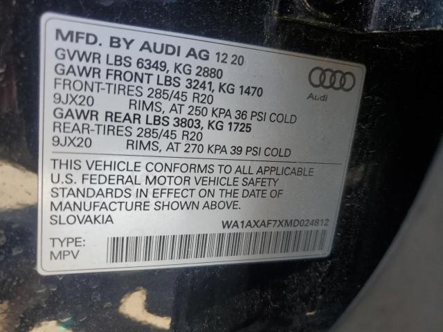 2021 AUDI Q7 PREMIUM WA1AXAF7XMD024812
