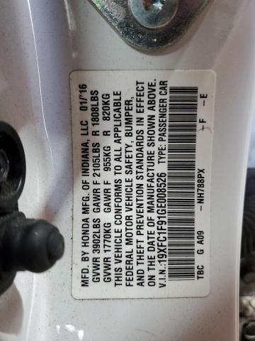 2016 HONDA CIVIC TOURING 19XFC1F91GE008526