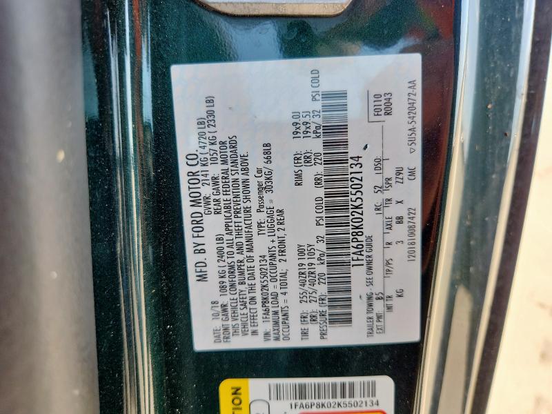 2019 FORD MUSTANG BU 1FA6P8K02K5502134