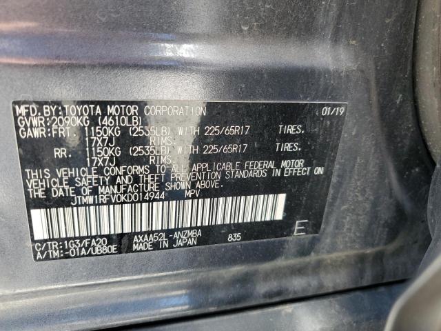 2019 TOYOTA RAV4 XLE JTMW1RFV0KD014944