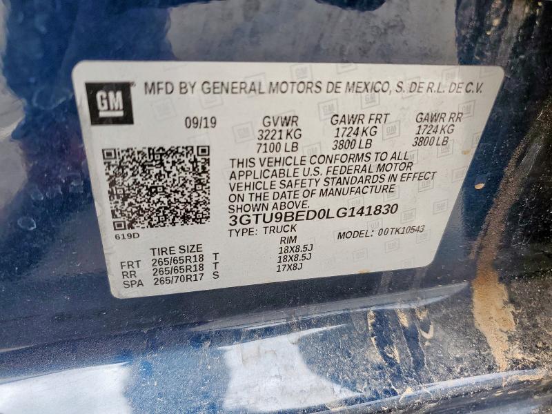 2020 GMC SIERRA K15 3GTU9BED0LG141830