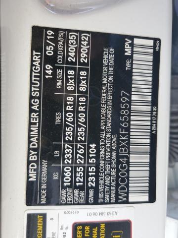 2019 MERCEDES-BENZ GLC 300 WDC0G4JBXKF658597