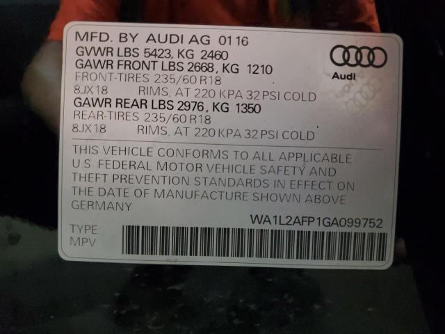2016 AUDI Q5 PREMIUM WA1L2AFP1GA099752