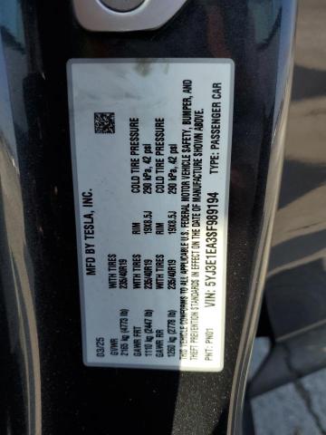2025 TESLA MODEL 3 5YJ3E1EA3SF989194