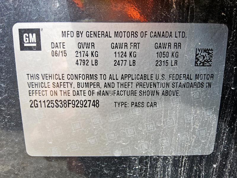 2015 CHEVROLET IMPALA LT - 2G1125S38F9292748