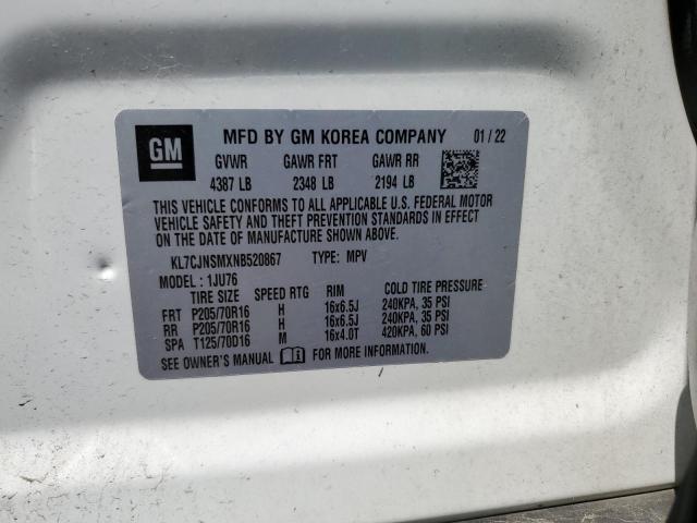 2022 CHEVROLET TRAX LS KL7CJNSMXNB520867