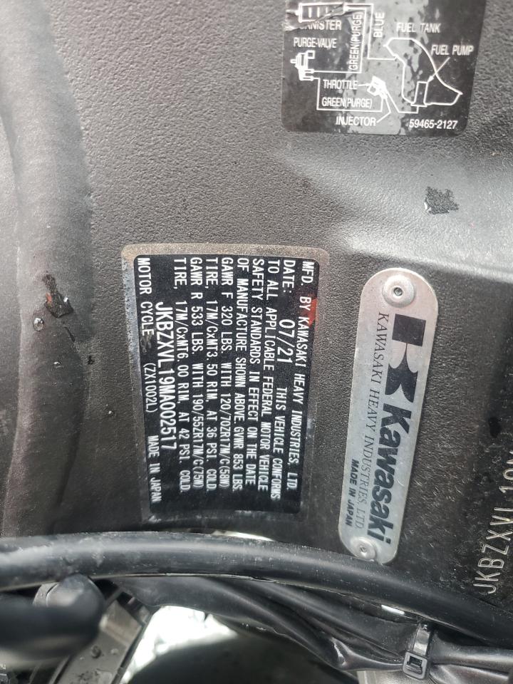 Lot #3302914046 2021 KAWASAKI ZX1002 L