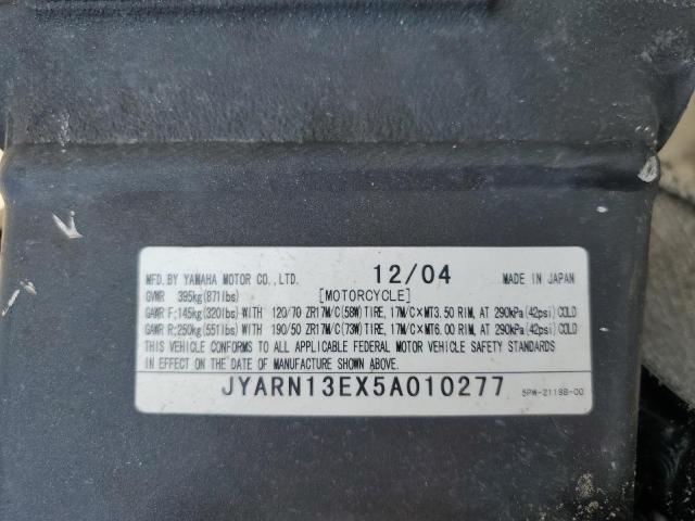 2005 YAMAHA YZFR1 JYARN13EX5A010277