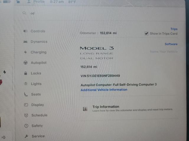 2022 TESLA MODEL 3 5YJ3E1EB9NF289449