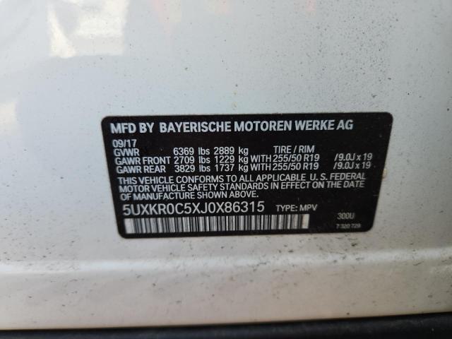 2018 BMW X5 XDRIVE3 5UXKR0C5XJ0X86315