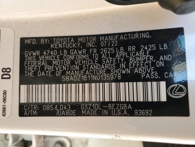 2022 LEXUS ES 350 BAS - 58ADZ1B11NU135978