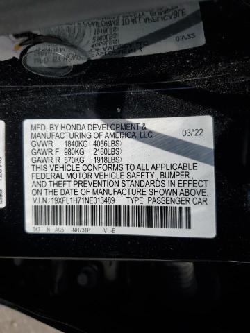2022 HONDA CIVIC EXL 19XFL1H71NE013489