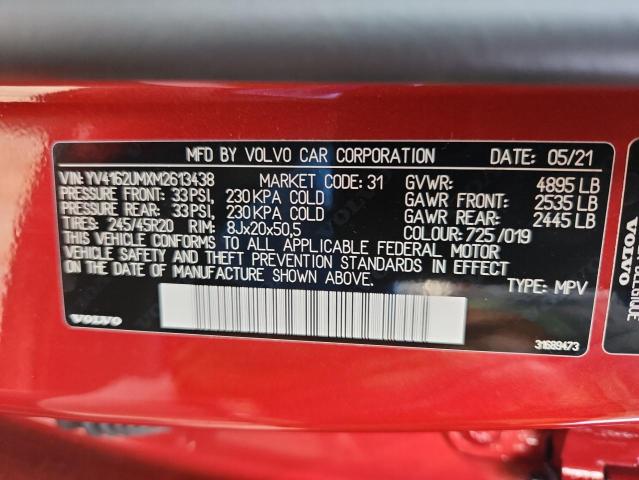 2021 VOLVO XC40 T5 R- YV4162UMXM2613438