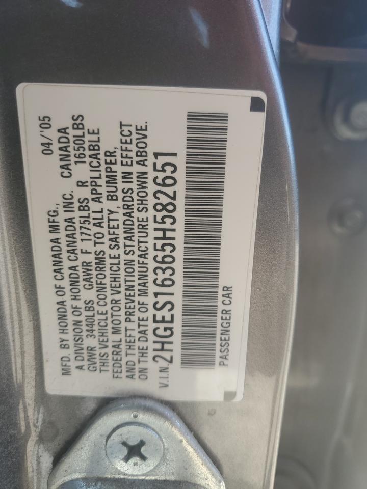 Lot #3203451148 2005 HONDA CIVIC DX V