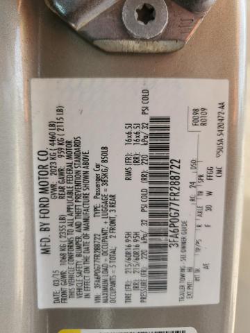 2015 FORD FUSION S - 3FA6P0G77FR288722