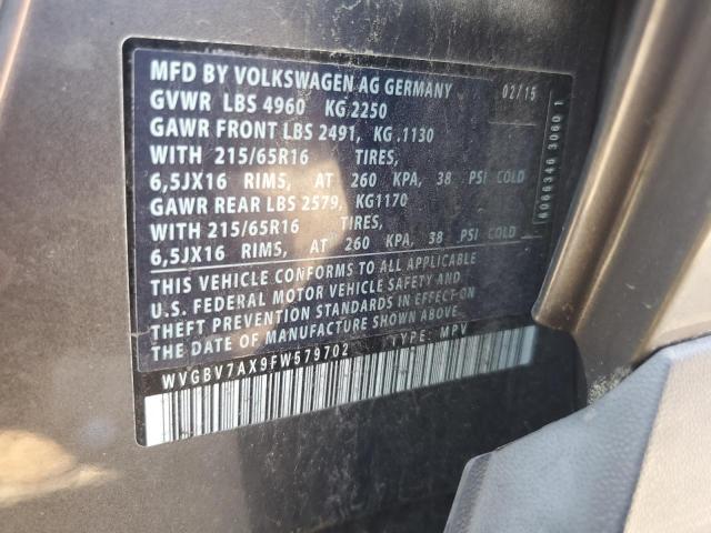 2015 VOLKSWAGEN TIGUAN S WVGBV7AX9FW579702