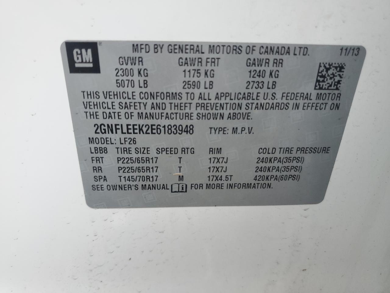 Chevrolet Equinox ls 2014