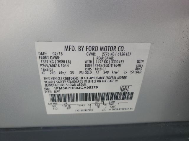 2018 FORD EXPLORER XLT 1FM5K7D80JGA95379