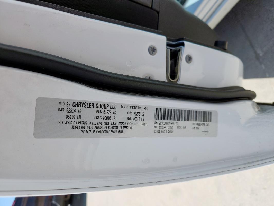 2015 DODGE CHARGER SX 2C3CDXHG2FH731761