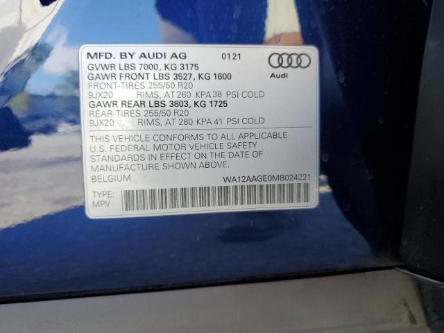 2021 AUDI E-TRON SPO WA12AAGE0MB024221