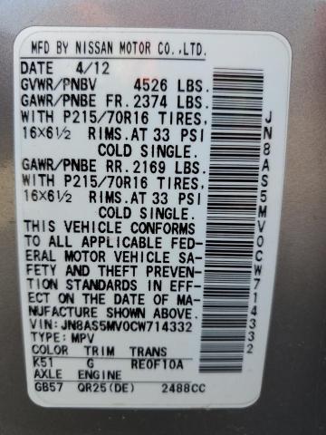 2012 NISSAN ROGUE S - JN8AS5MV0CW714332