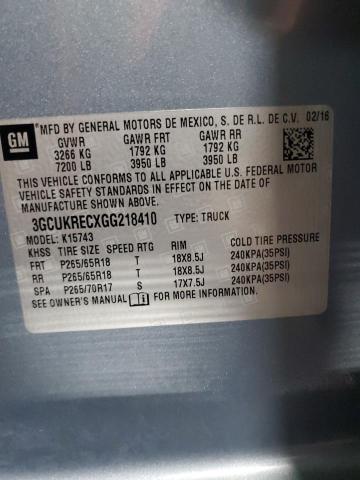 2016 CHEVROLET SILVERADO - 3GCUKRECXGG218410