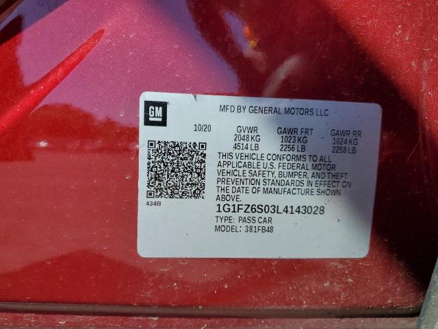 2020 CHEVROLET BOLT EV PR 1G1FZ6S03L4143028