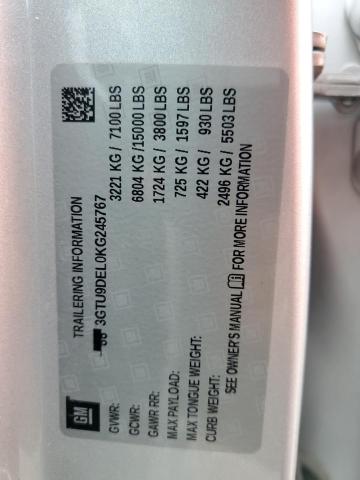 2019 GMC SIERRA K15 3GTU9DEL0KG245767