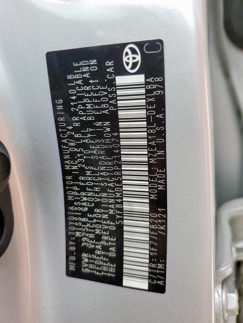 2024 TOYOTA COROLLA LE 5YFB4MDE5RP214074