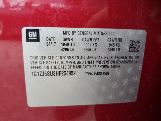 2017 CHEVROLET MALIBU HYB 1G1ZJ5SU3HF254952