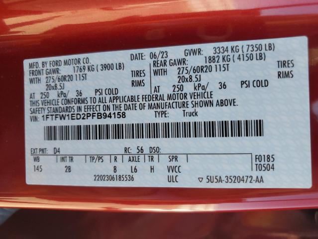 2023 FORD F150 SUPERCREW 1FTFW1ED2PFB94158