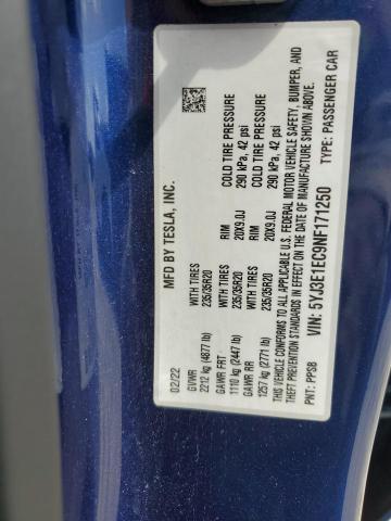 2022 TESLA MODEL 3 5YJ3E1EC9NF171250