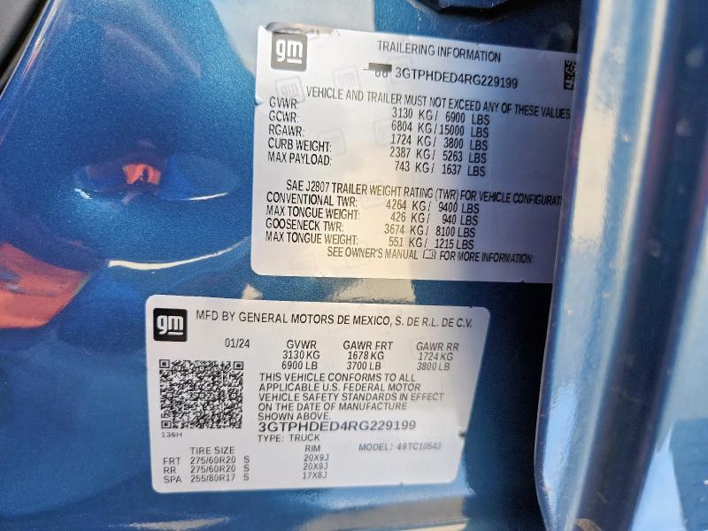 2024 GMC SIERRA C15 3GTPHDED4RG229199