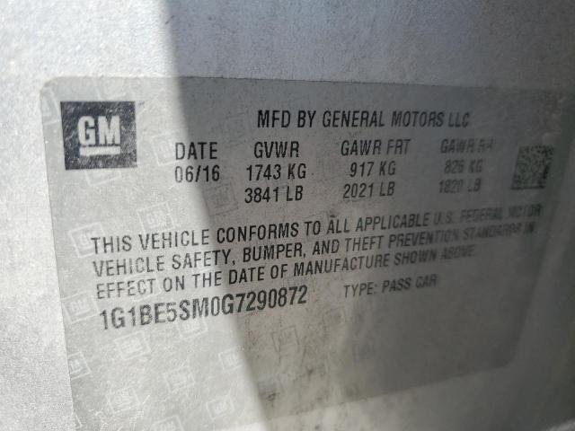 2016 CHEVROLET CRUZE LT 1G1BE5SM0G7290872