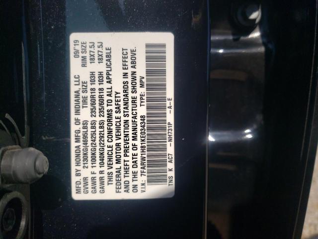 2019 HONDA CR-V EXL 7FARW1H81KE034348