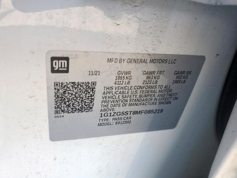 2021 CHEVROLET MALIBU RS 1G1ZG5ST8MF085219