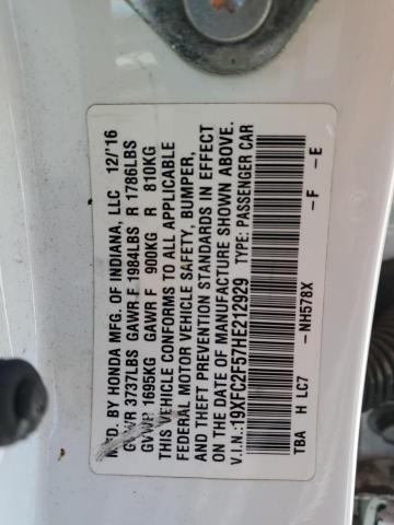 2017 HONDA CIVIC LX 19XFC2F57HE212929