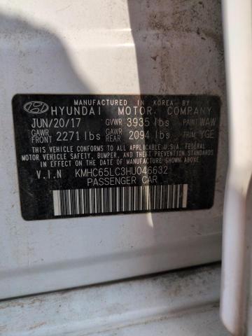 2017 HYUNDAI IONIQ BLUE KMHC65LC3HU046632