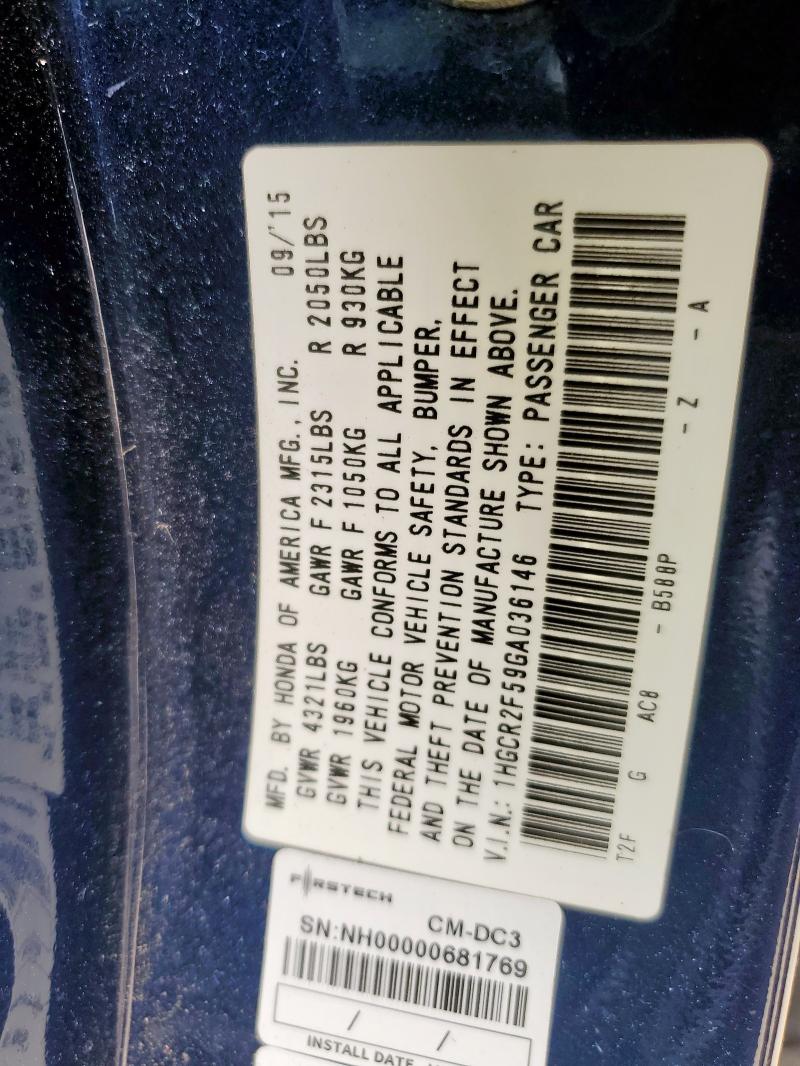 2016 HONDA ACCORD SPO - 1HGCR2F59GA036146
