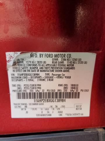 2016 FORD TAURUS SEL 1FAHP2E8XGG138984