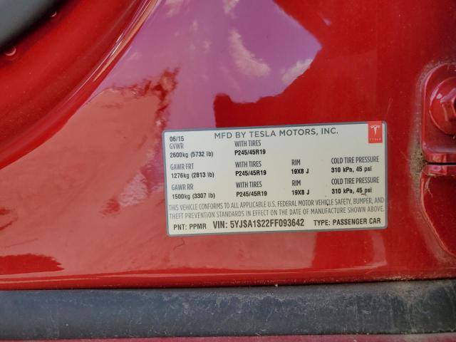 2015 TESLA MODEL S 70 5YJSA1S22FF093642