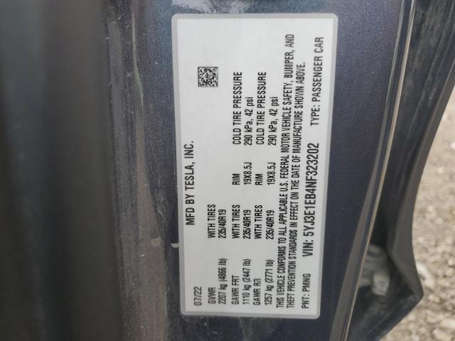2022 TESLA MODEL 3 5YJ3E1EB4NF323202