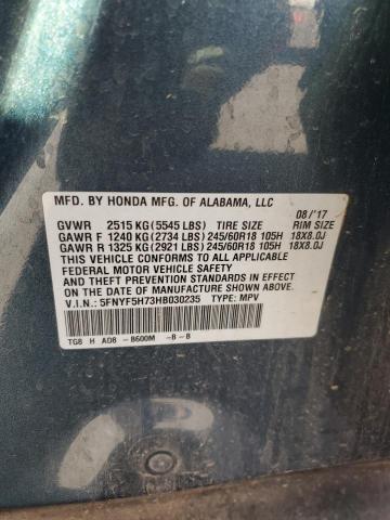 2017 HONDA PILOT EXLN 5FNYF5H73HB030235