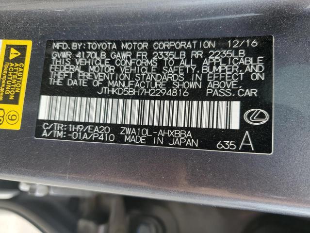 2017 LEXUS CT 200 JTHKD5BH7H2294816