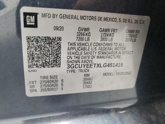 2020 CHEVROLET SILVERADO - 3GCUYEETXLG451415